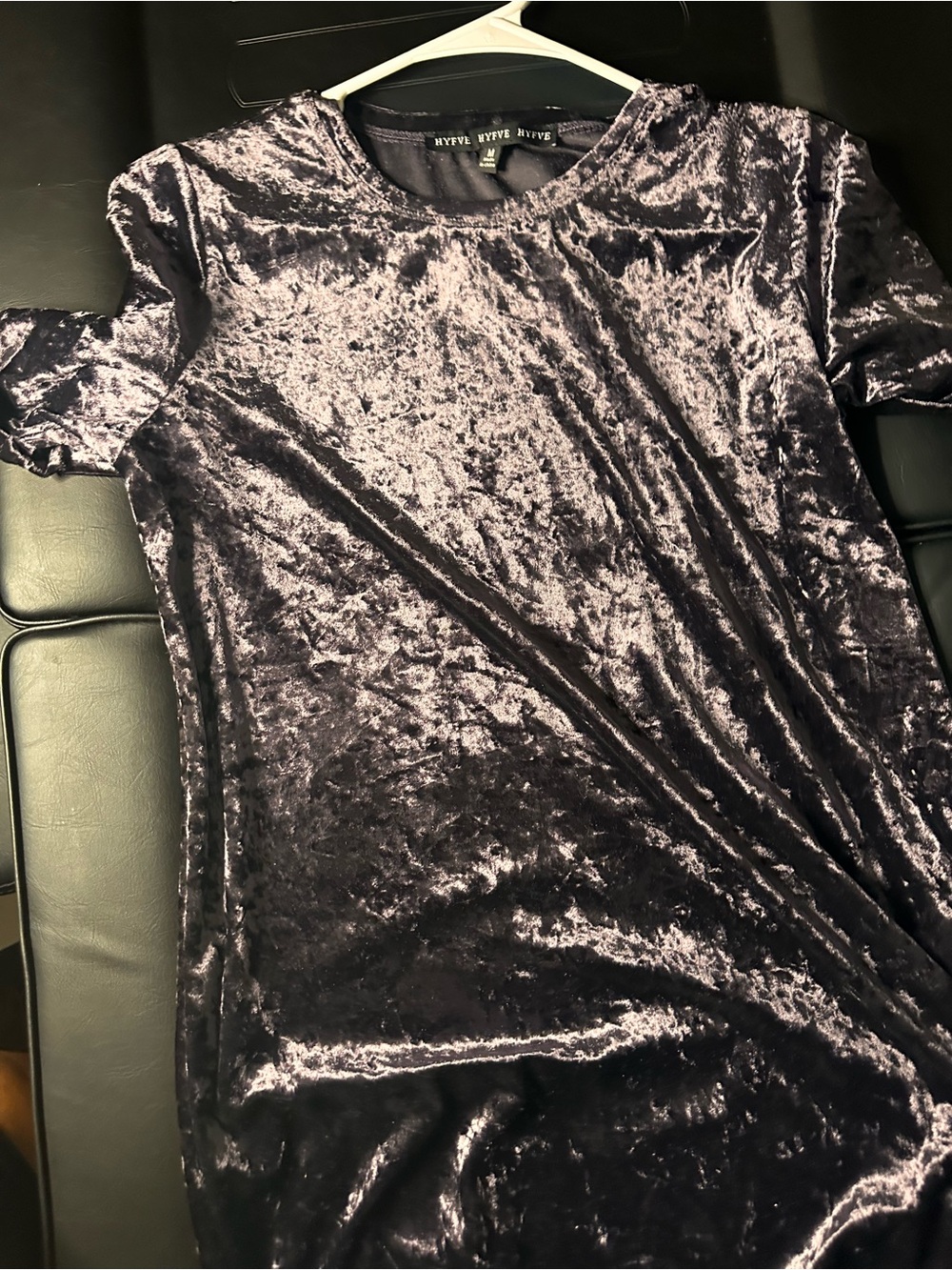 HYFVE Crushed Velvet Short Sleeve Tshirt dress  - Plum